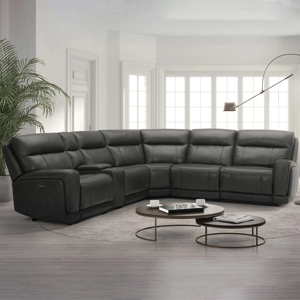 Picture of: Lauretta -piece Leather Power Reclining Sectional with Power Headrests